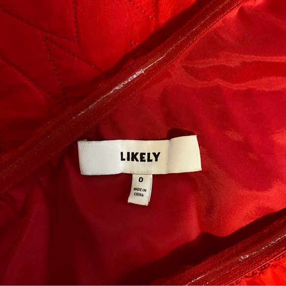 Likely One-Shoulder Red Pleated Mini Dress Sz 0 - Picture 7 of 7